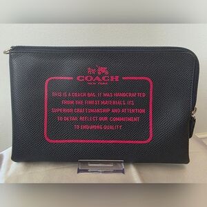 Coach Black Wristlet Wallet Or Pouch with Pink Creed Logo